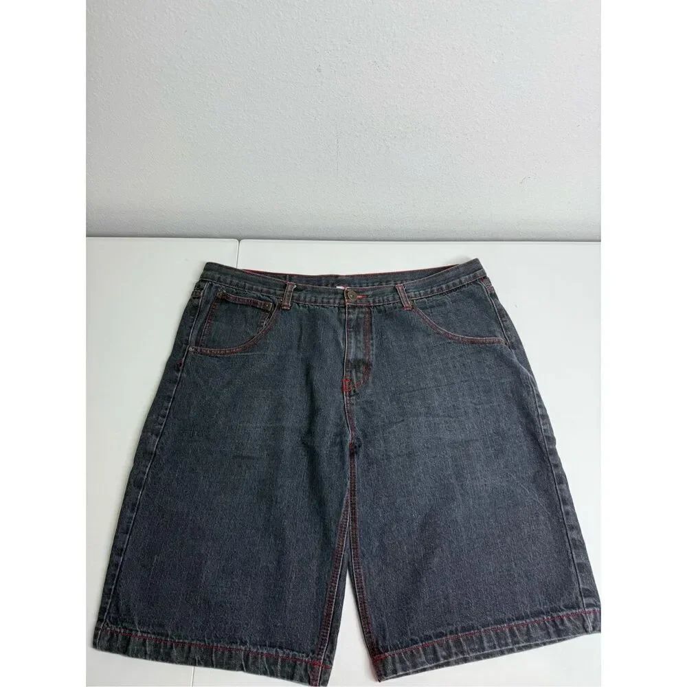 Vintage Brooklyn Basement Baggy Old Skool Denim Shorts Jorts Size 44 Blue Gray